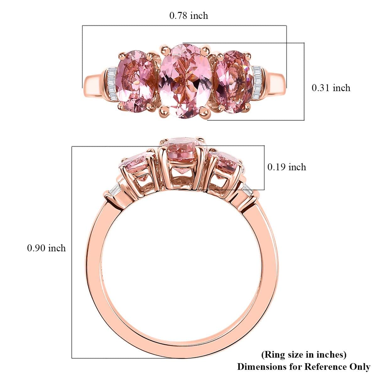 Luxoro 14K Rose Gold AAA Natural Calabar Pink Tourmaline and G-H I3 Diamond Ring (Size 6.0) 1.75 ctw image number 5