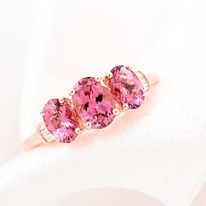 Luxoro 14K Rose Gold AAA Natural Calabar Pink Tourmaline and G-H I3 Diamond Ring (Size 7.0) 1.75 ctw (Del. 7-10 Days)