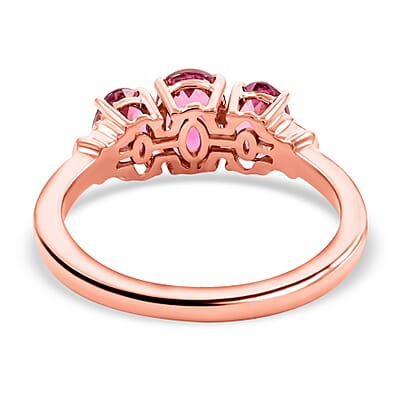 Luxoro 14K Rose Gold AAA Natural Calabar Pink Tourmaline and G-H I3 Diamond Ring (Size 7.0) 1.75 ctw (Del. 7-10 Days)
