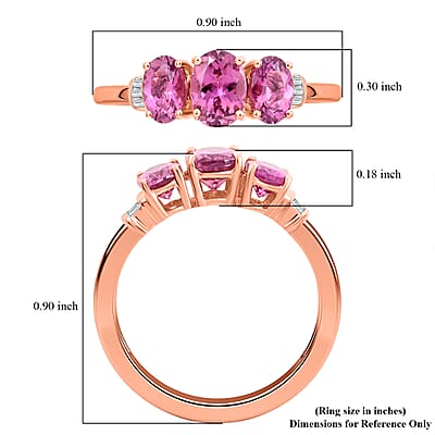 Luxoro 14K Rose Gold AAA Natural Calabar Pink Tourmaline and G-H I3 Diamond Ring (Size 7.0) 1.75 ctw (Del. 7-10 Days)