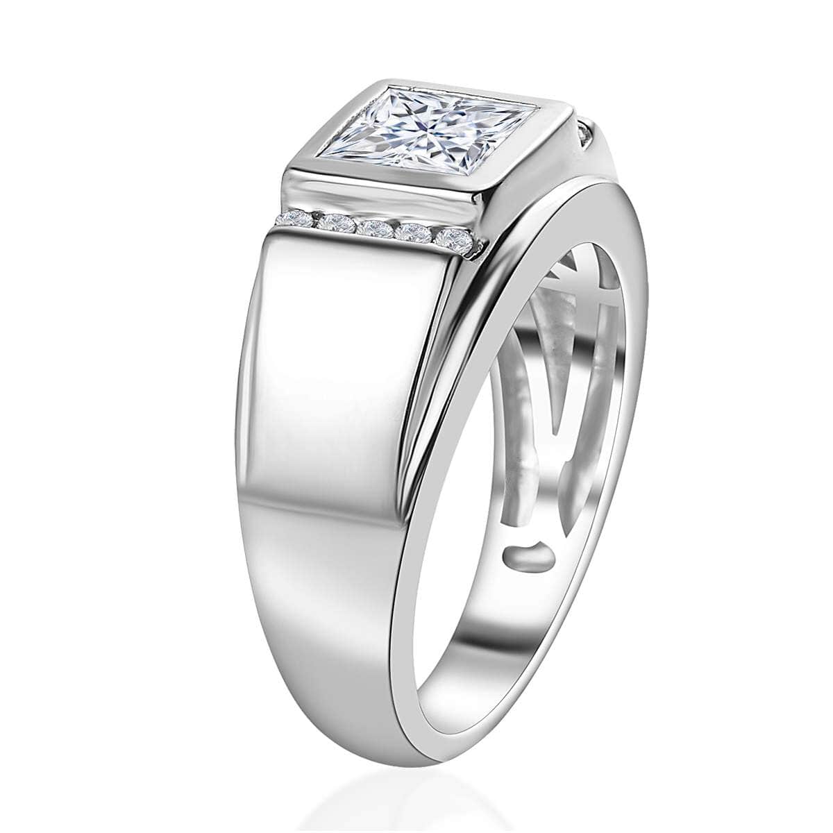 Moissanite Men's Ring in Platinum Over Sterling Silver (Size 11.0) 2.00 ctw image number 3