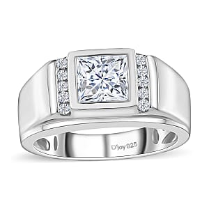 Moissanite Men's Ring in Platinum Over Sterling Silver (Size 13.0) 2.00 ctw