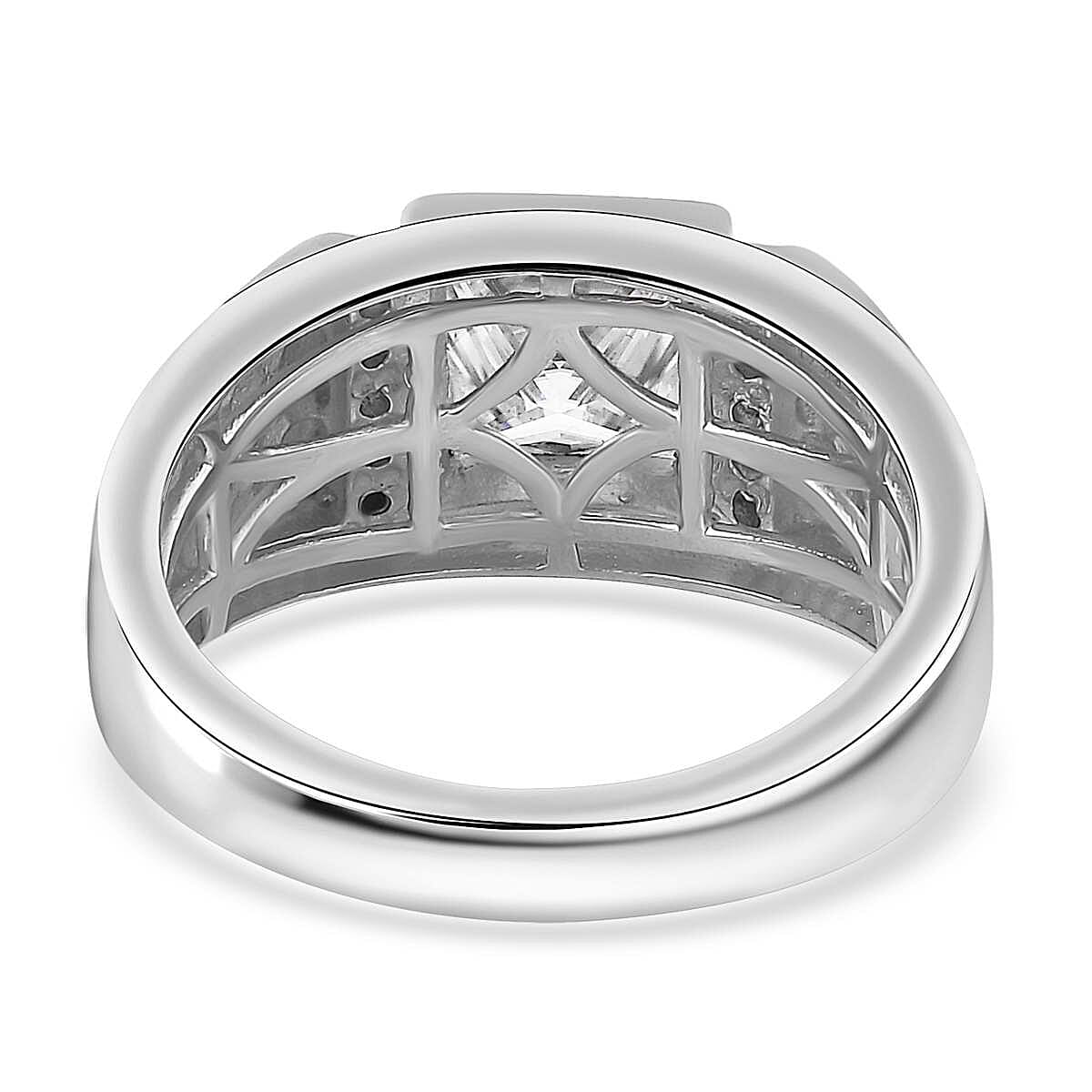 Moissanite Men's Ring in Platinum Over Sterling Silver (Size 13.0) 2.00 ctw image number 4