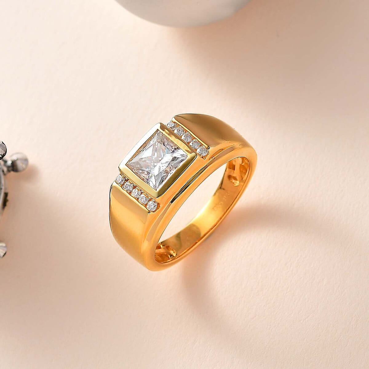 Moissanite Men's Ring in Vermeil Yellow Gold Over Sterling Silver (Size 9.0) 2.00 ctw image number 1