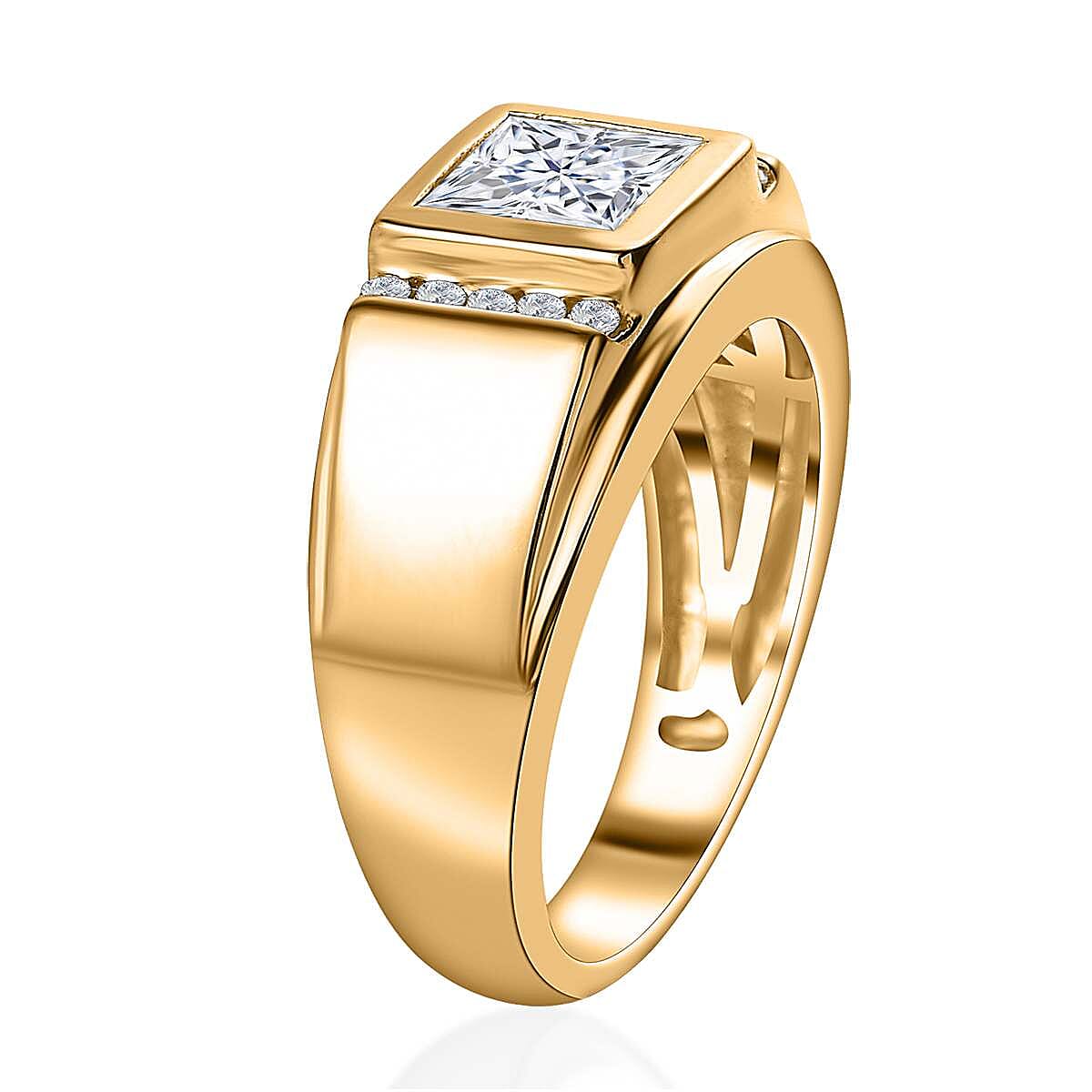 Moissanite Men's Ring in Vermeil Yellow Gold Over Sterling Silver (Size 9.0) 2.00 ctw image number 3