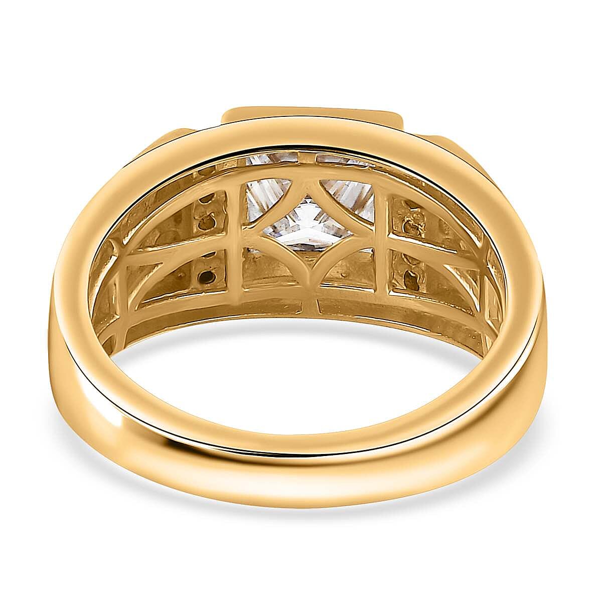 Moissanite Men's Ring in Vermeil Yellow Gold Over Sterling Silver (Size 9.0) 2.00 ctw image number 4