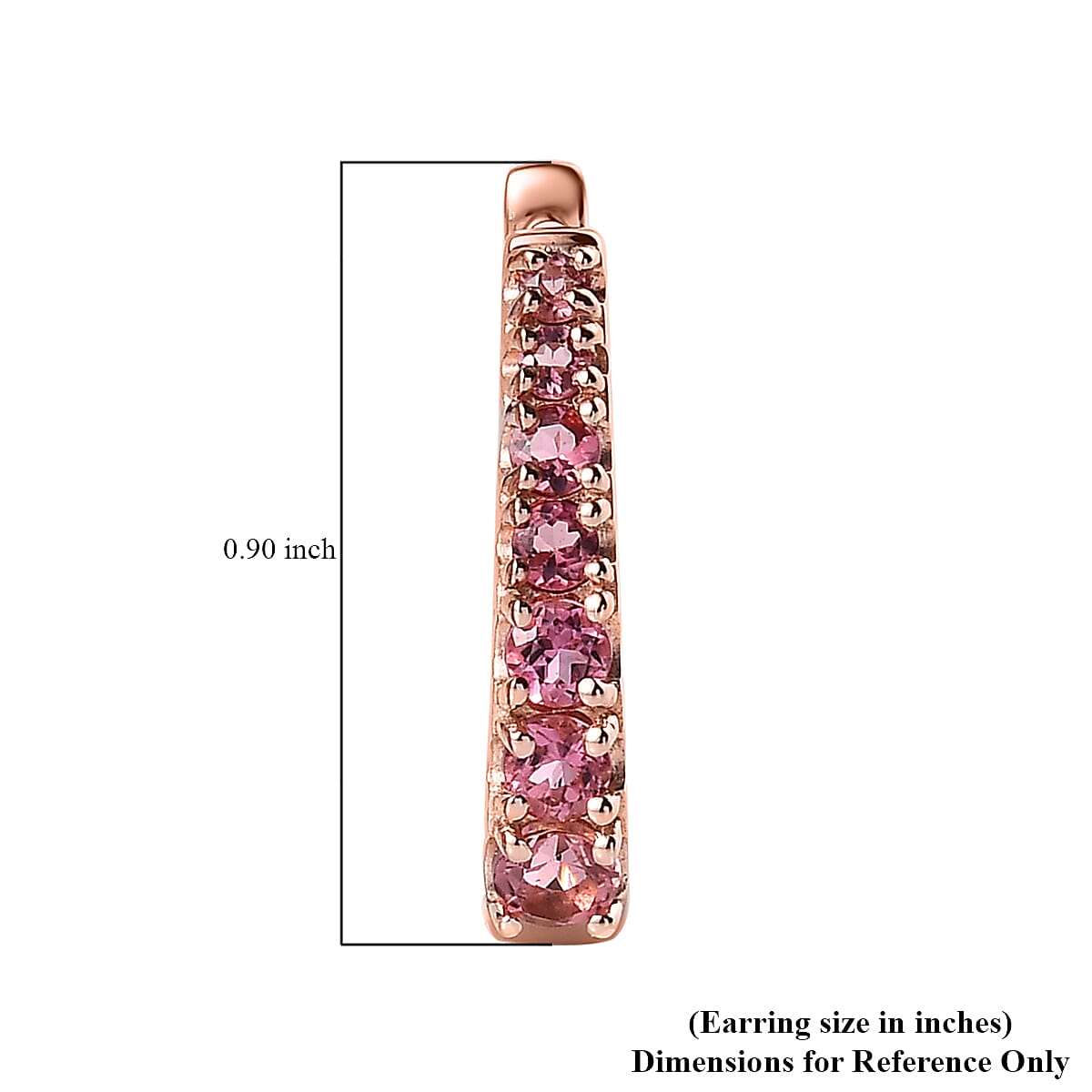Premium Natural Calabar Pink Tourmaline Huggie Hoop Earrings in Vermeil Rose Gold Over Sterling Silver 1.25 ctw image number 4