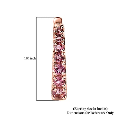 Premium Natural Calabar Pink Tourmaline Huggie Hoop Earrings in Vermeil Rose Gold Over Sterling Silver 1.25 ctw