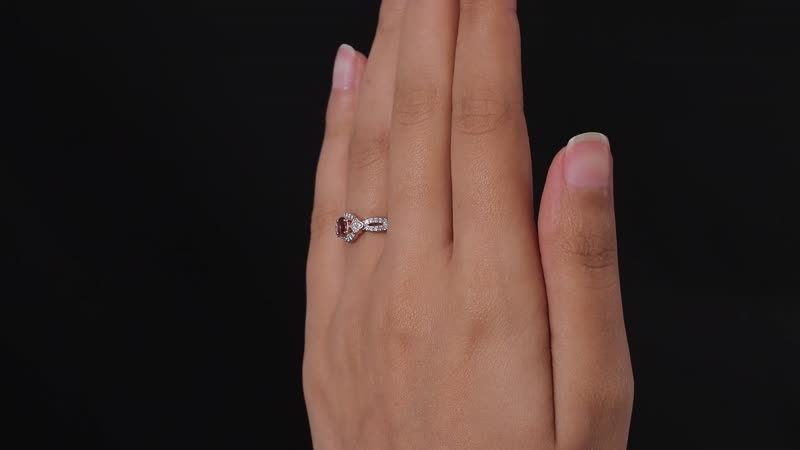 Natural Calabar Pink Tourmaline and White Zircon Ring in Vermeil Rose Gold Over Sterling Silver (Size 10.0) 0.50 ctw