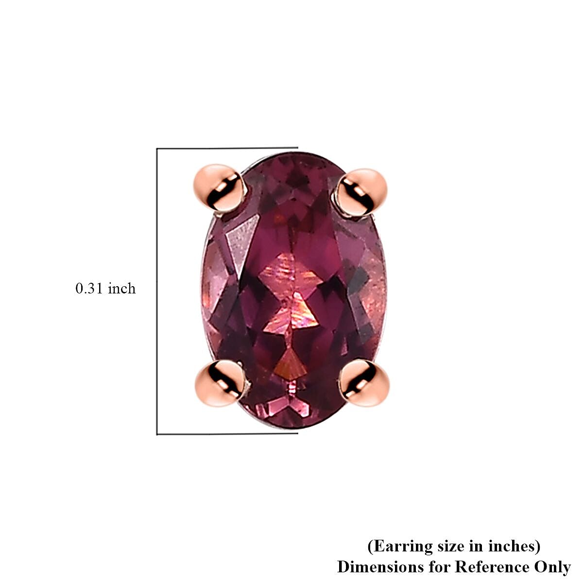 Premium Natural Calabar Pink Tourmaline 0.90 ctw Solitaire Stud Earrings in Vermeil Rose Gold Over Sterling Silver