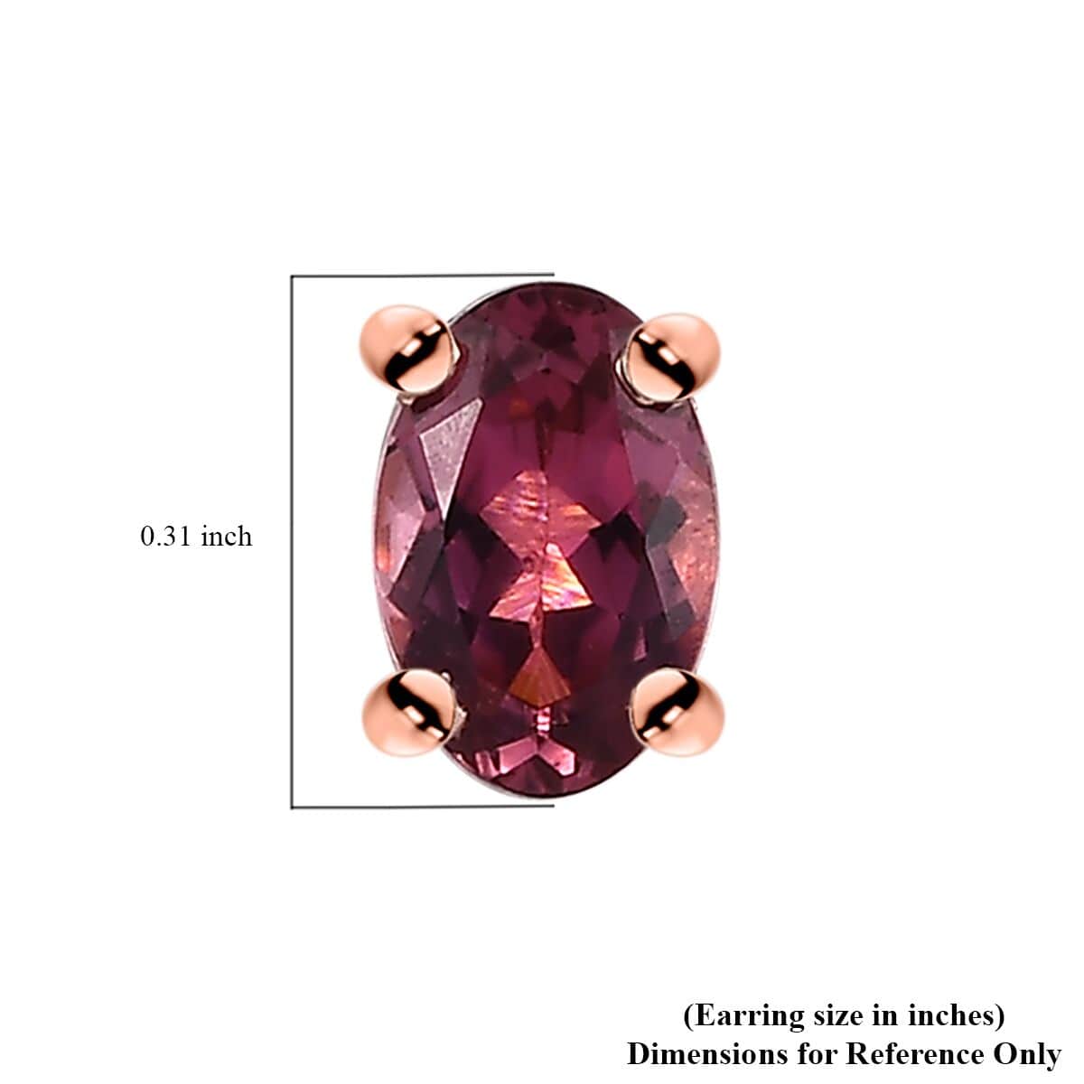 Premium Natural Calabar Pink Tourmaline Solitaire Stud Earrings in Vermeil Rose Gold Over Sterling Silver 0.90 ctw image number 4