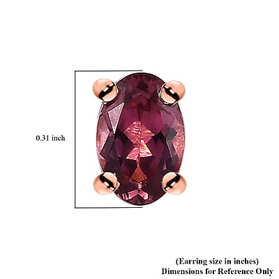 Premium Natural Calabar Pink Tourmaline 0.90 ctw Solitaire Stud Earrings in Vermeil Rose Gold Over Sterling Silver