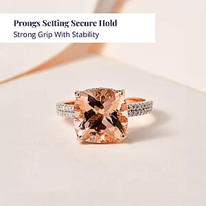 Luxoro 14K Rose Gold AAA Marropino Morganite and G-H I2 Diamond Ring (Size 10.0) 4.25 Grams 7.00 ctw