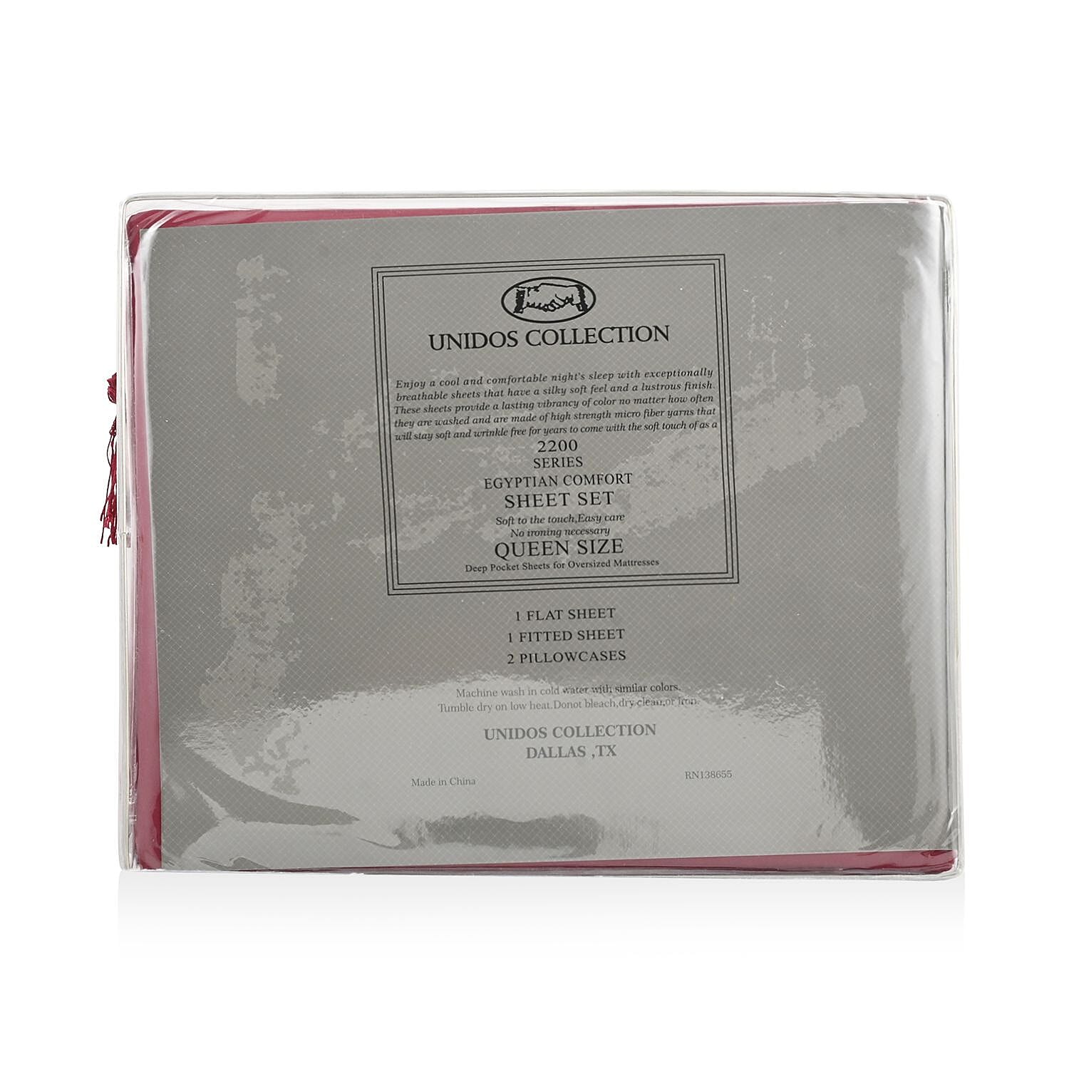 2200 Series 80 GSM Burgundy Microfiber 4pc Sheet Set -King