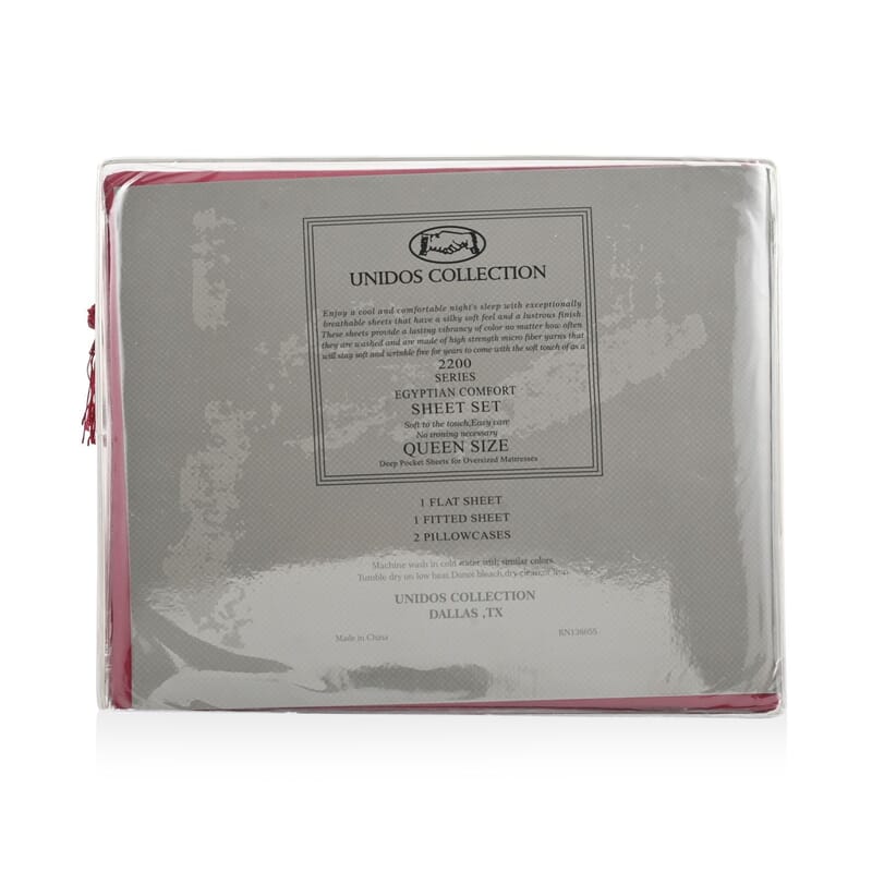 2200 Series 80 GSM Burgundy Microfiber 4pc Sheet Set -King