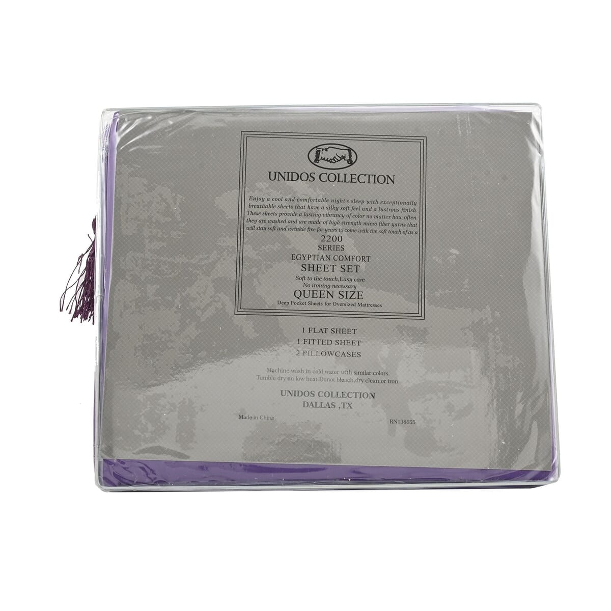 2200 Series 80 GSM Dark Purple Microfiber 4pc Sheet Set -King image number 4
