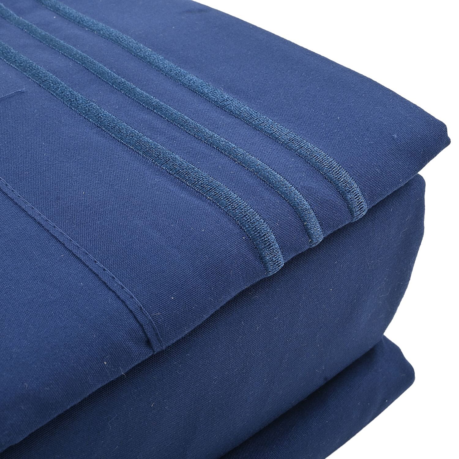CLOSEOUT 2200 Series 85 GSM 16 Pocket Navy Microfiber 4pc Sheet Set -Queen