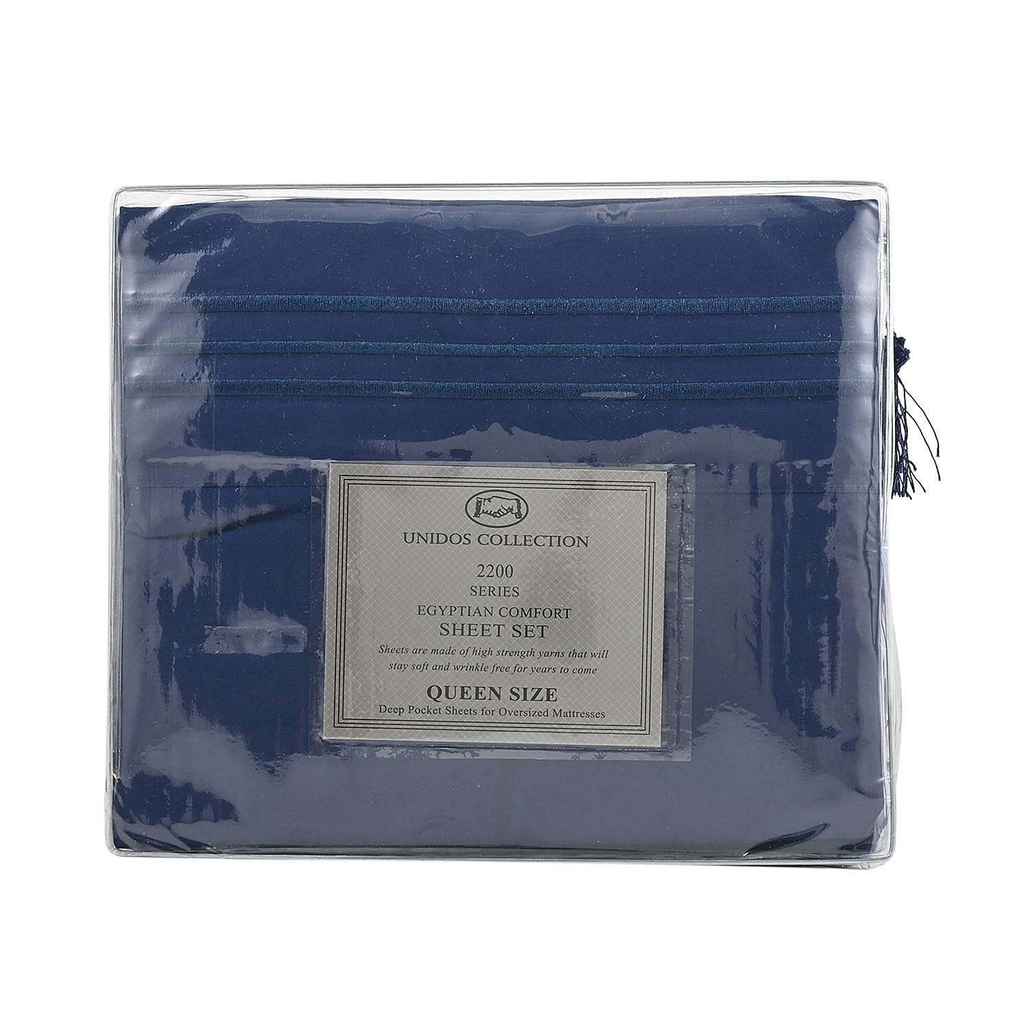 CLOSEOUT 2200 Series 85 GSM 16 Pocket Navy Microfiber 4pc Sheet Set -Queen