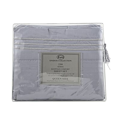 CLOSEOUT 2200 Series 85 GSM 16 Pocket Light Gray Microfiber 4pc Sheet Set -Queen