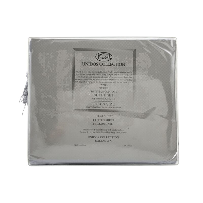 CLOSEOUT 2200 Series 85 GSM 16 Pocket Light Gray Microfiber 4pc Sheet Set -Queen