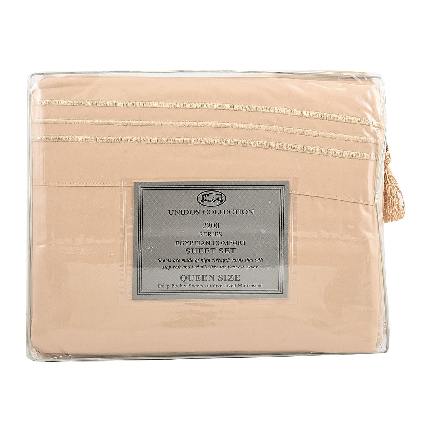CLOSEOUT 2200 Series 85 GSM 16 Pocket Taupe Microfiber 4pc Sheet Set -Queen