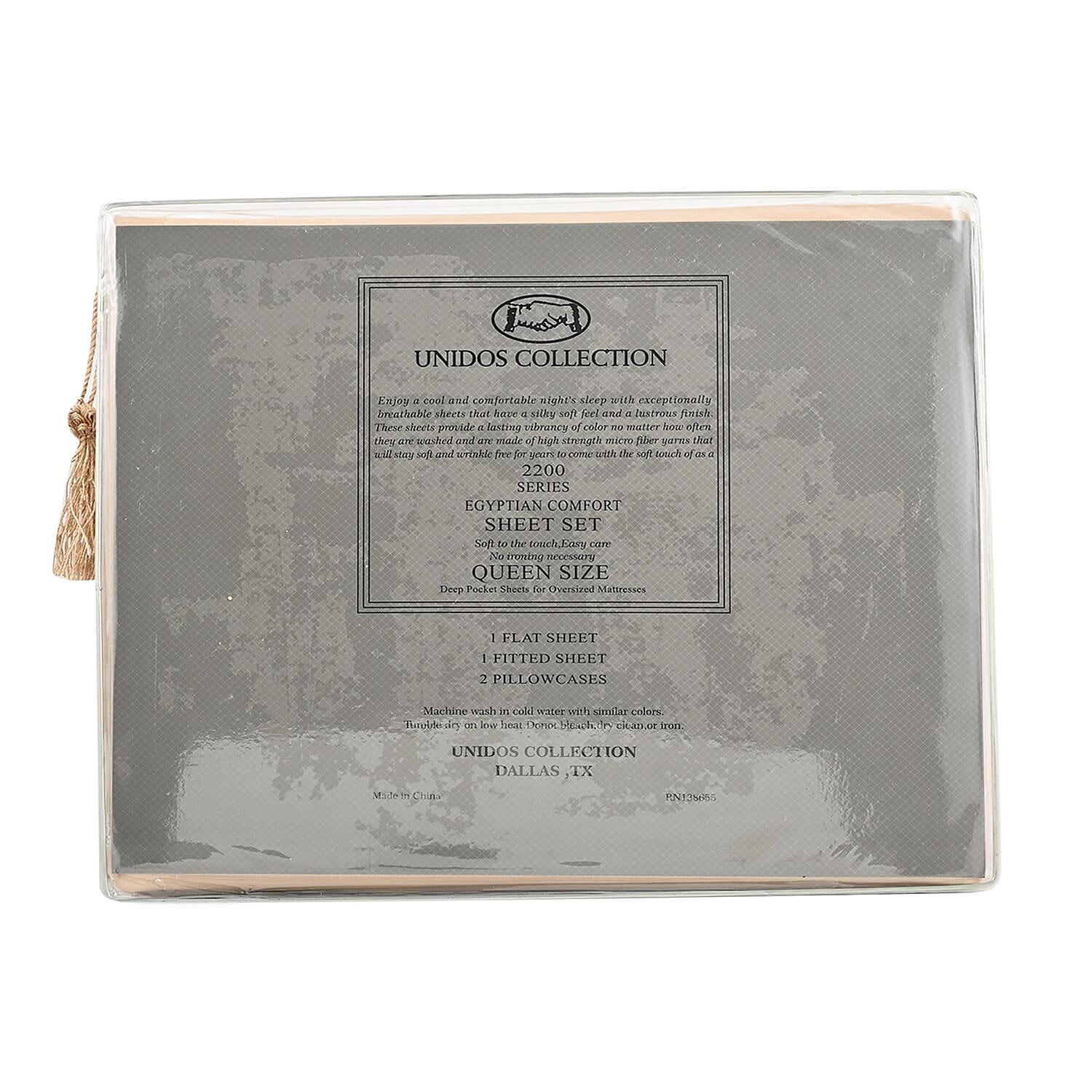 CLOSEOUT 2200 Series 85 GSM 16 Pocket Taupe Microfiber 4pc Sheet Set -Queen