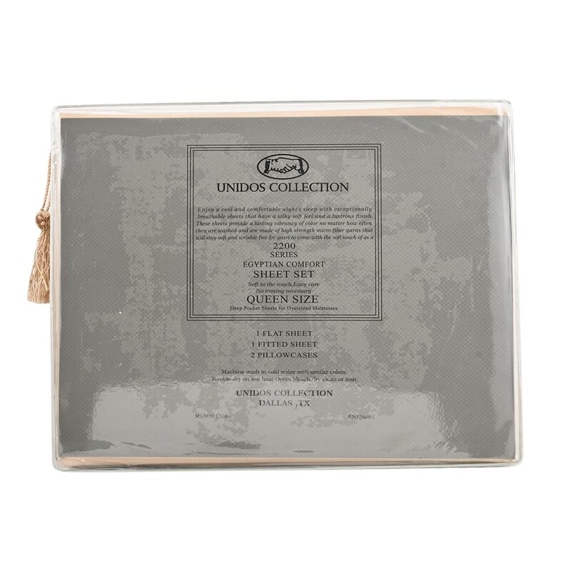 CLOSEOUT 2200 Series 85 GSM 16 Pocket Taupe Microfiber 4pc Sheet Set -Queen