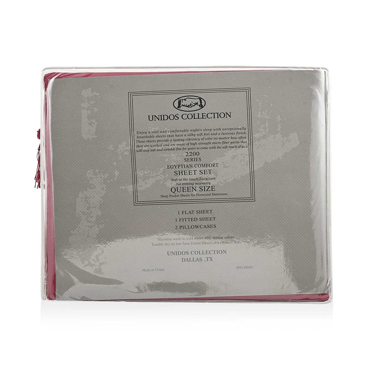 CLOSEOUT 2200 Series 85 GSM 16 Pocket Burgundy Microfiber 4pc Sheet Set -Queen image number 4