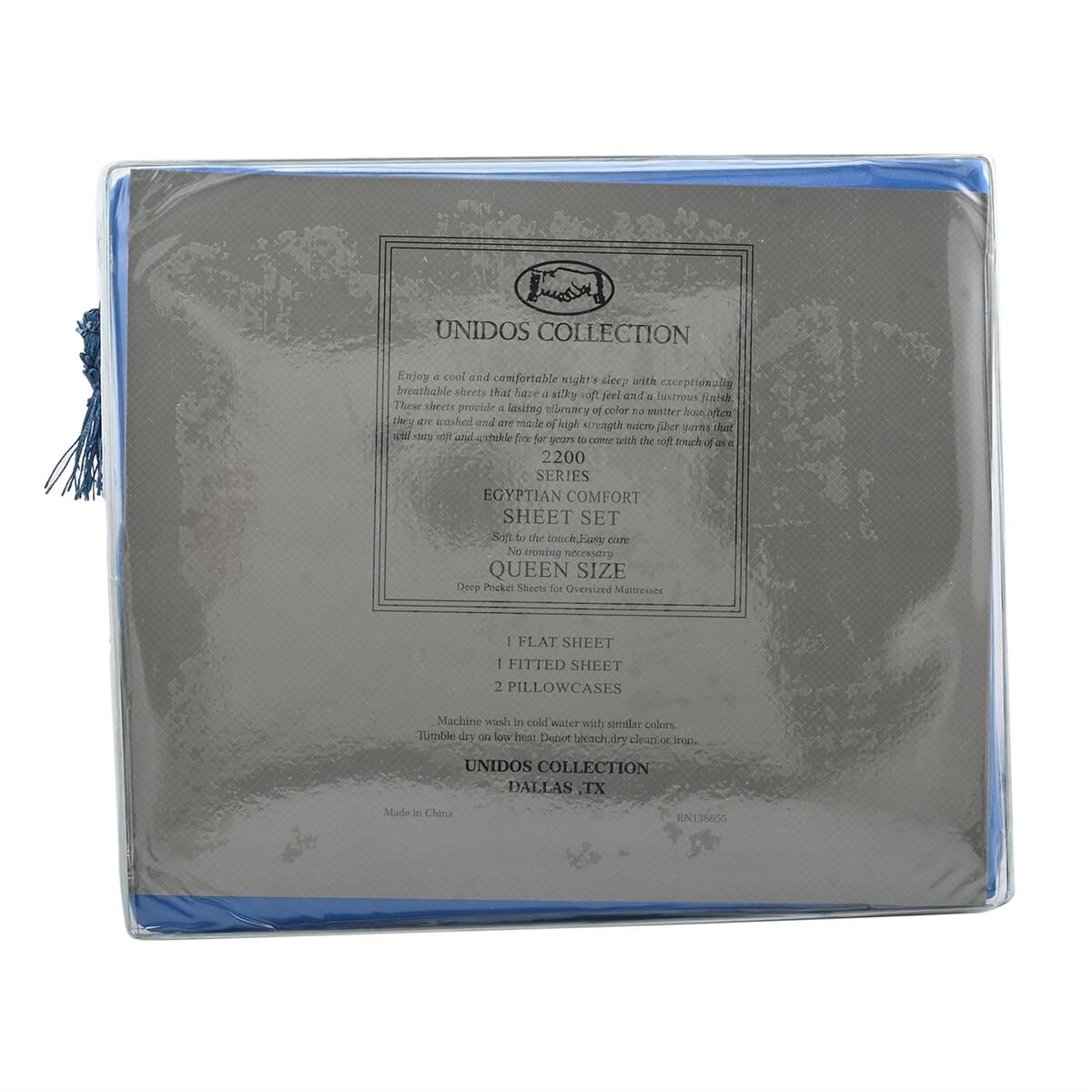CLOSEOUT 2200 Series 85 GSM 16 Pocket Royal Blue Microfiber 4pc Sheet Set -Queen  image number 4