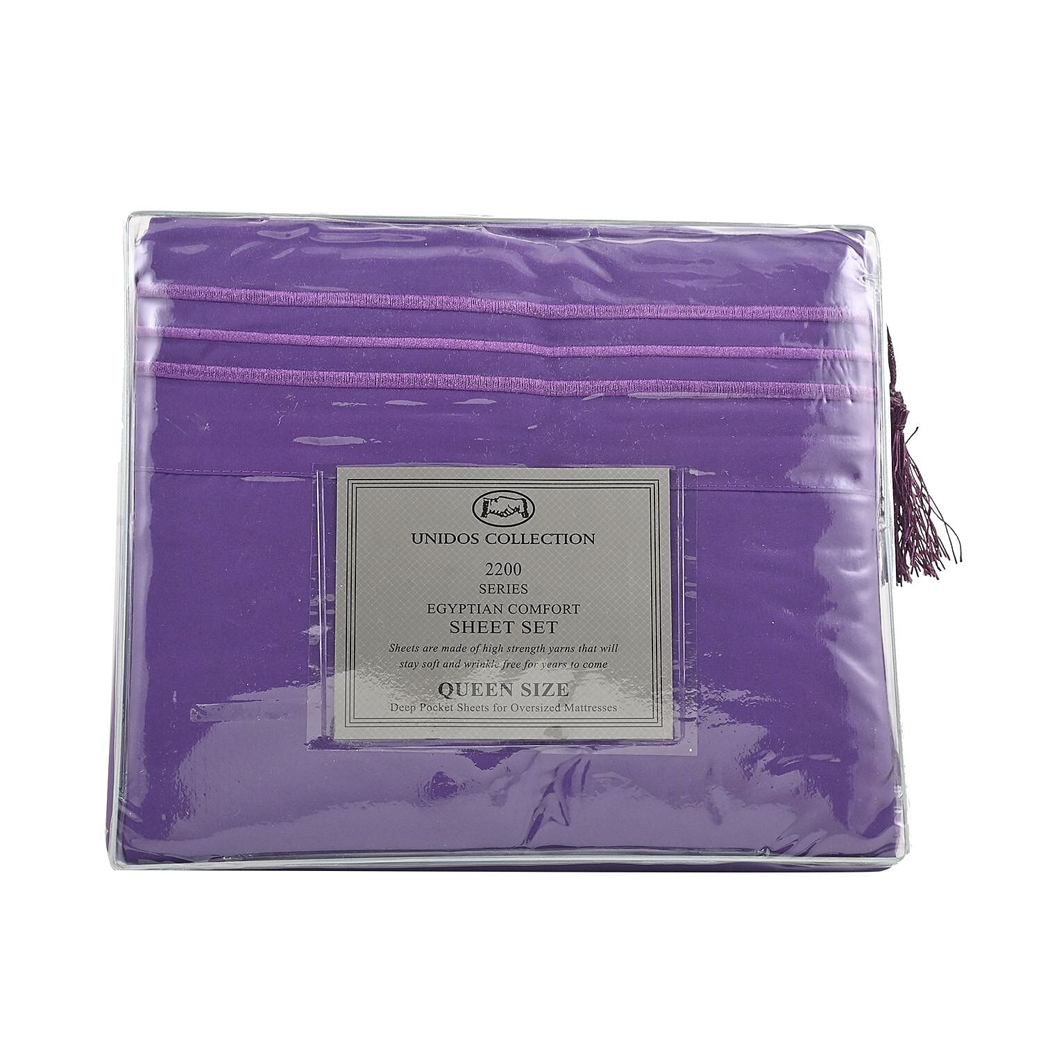 CLOSEOUT 2200 Series 85 GSM 16 Pocket Dark Purple Microfiber 4pc Sheet Set -Queen