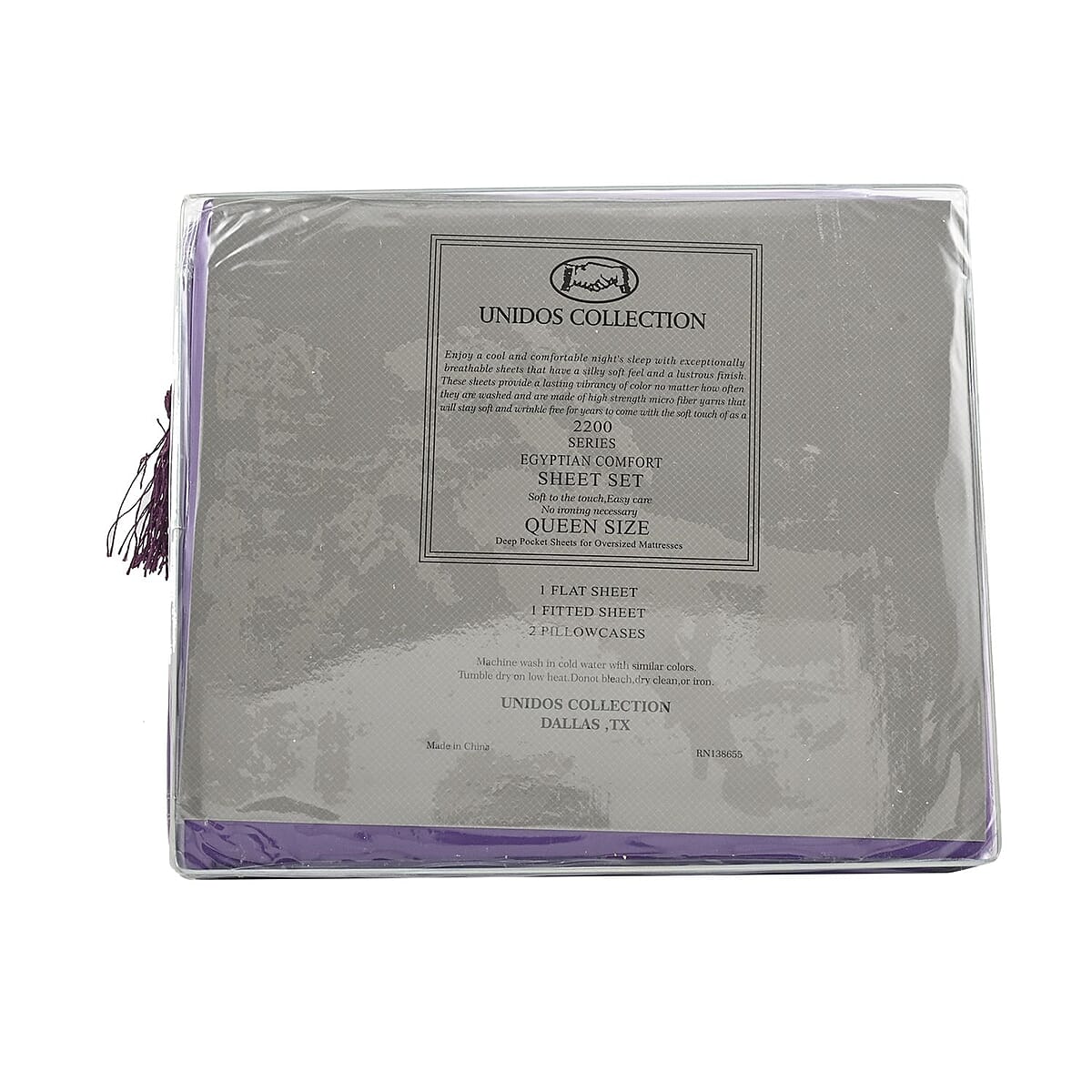 CLOSEOUT 2200 Series 85 GSM 16 Pocket Dark Purple Microfiber 4pc Sheet Set -Queen image number 4