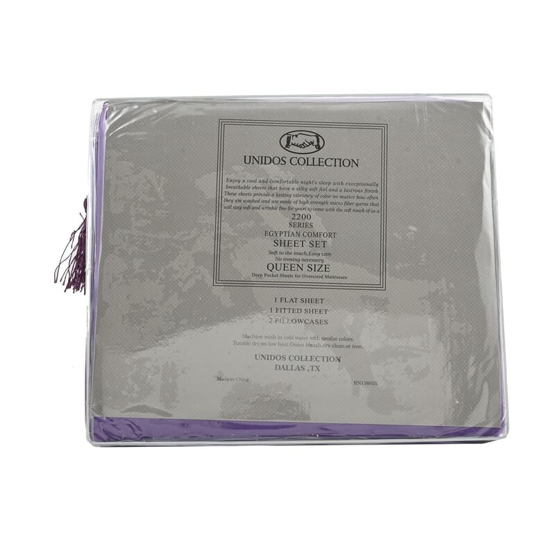 CLOSEOUT 2200 Series 85 GSM 16 Pocket Dark Purple Microfiber 4pc Sheet Set -Queen