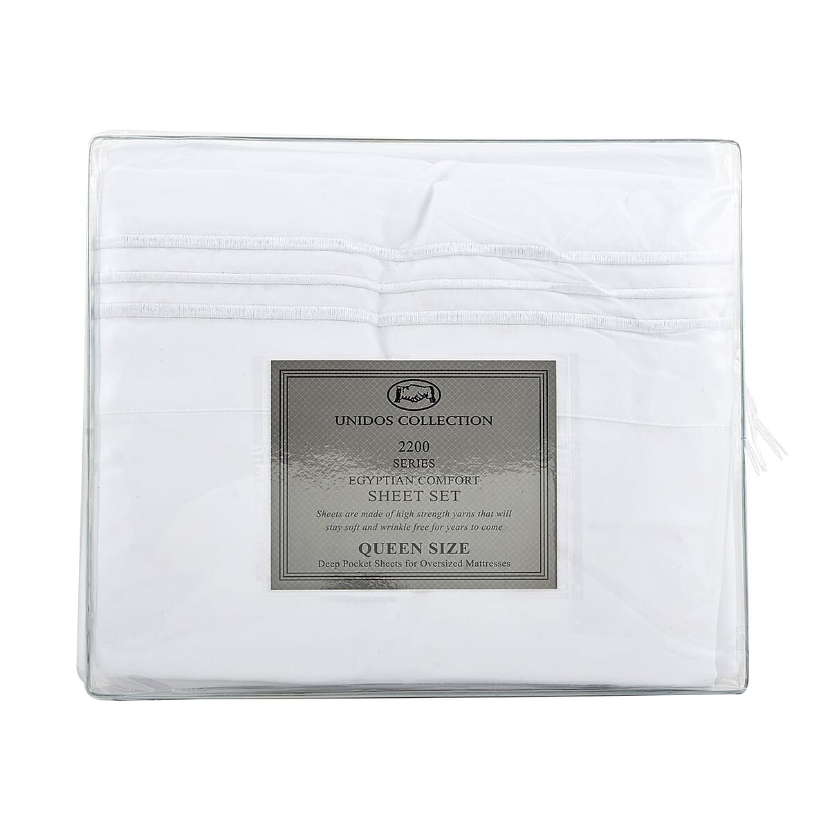 CLOSEOUT 2200 Series 85 GSM 16 Pocket White Microfiber 4pc Sheet Set -Queen image number 3