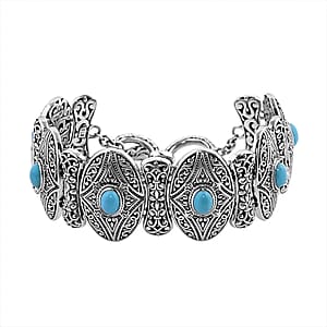 Bali Legacy Sleeping Beauty Turquoise 4.10 ctw Toggle Clasp Bracelet in Sterling Silver (7.25-8.00In)