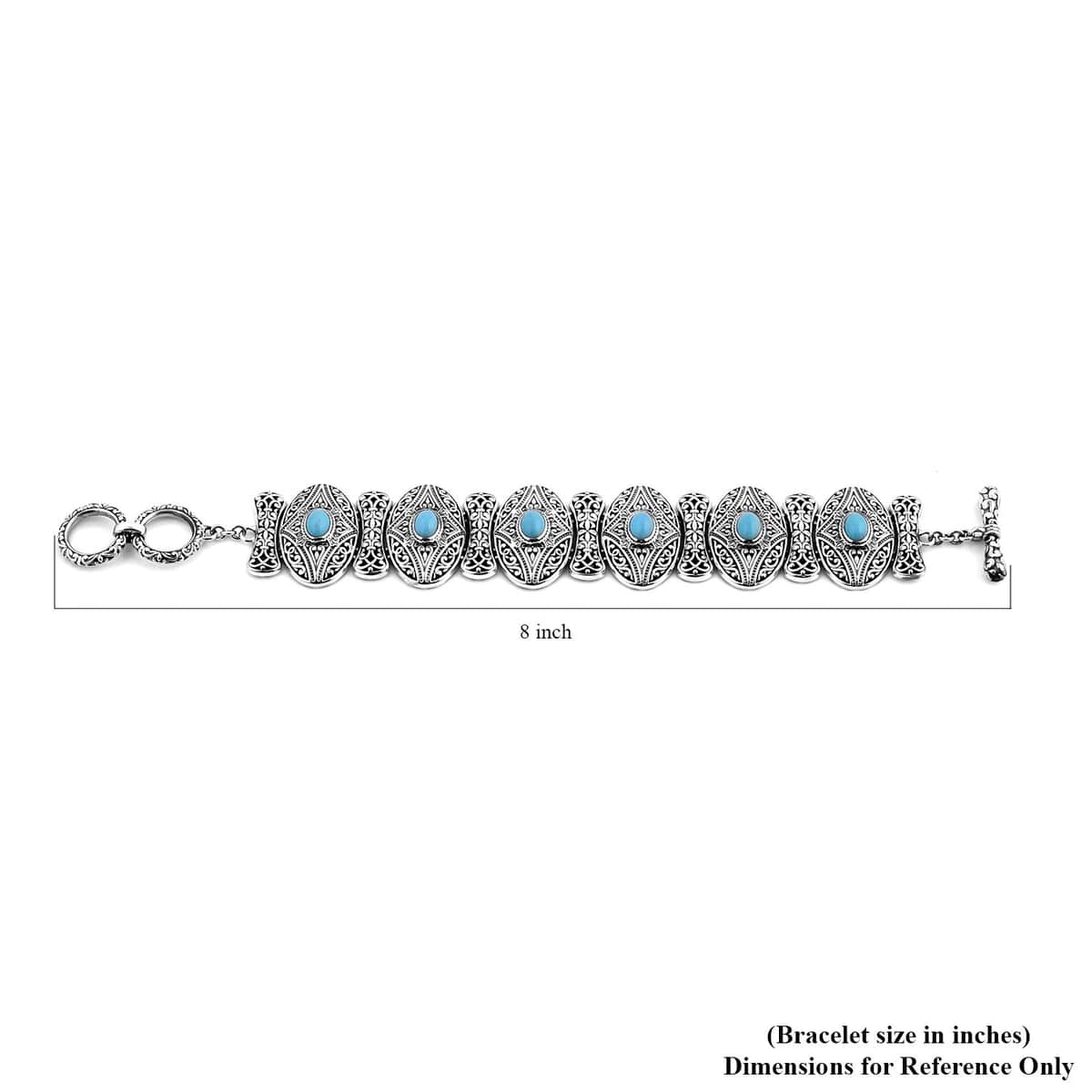 Bali Legacy Sleeping Beauty Turquoise Toggle Clasp Bracelet in Sterling Silver (7.25-8.00In) 4.10 ctw image number 4