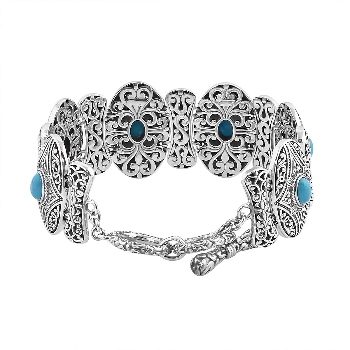 Bali Legacy Sleeping Beauty Turquoise 4.10 ctw Toggle Clasp Bracelet in Sterling Silver (7.25-8.00In) image number 8