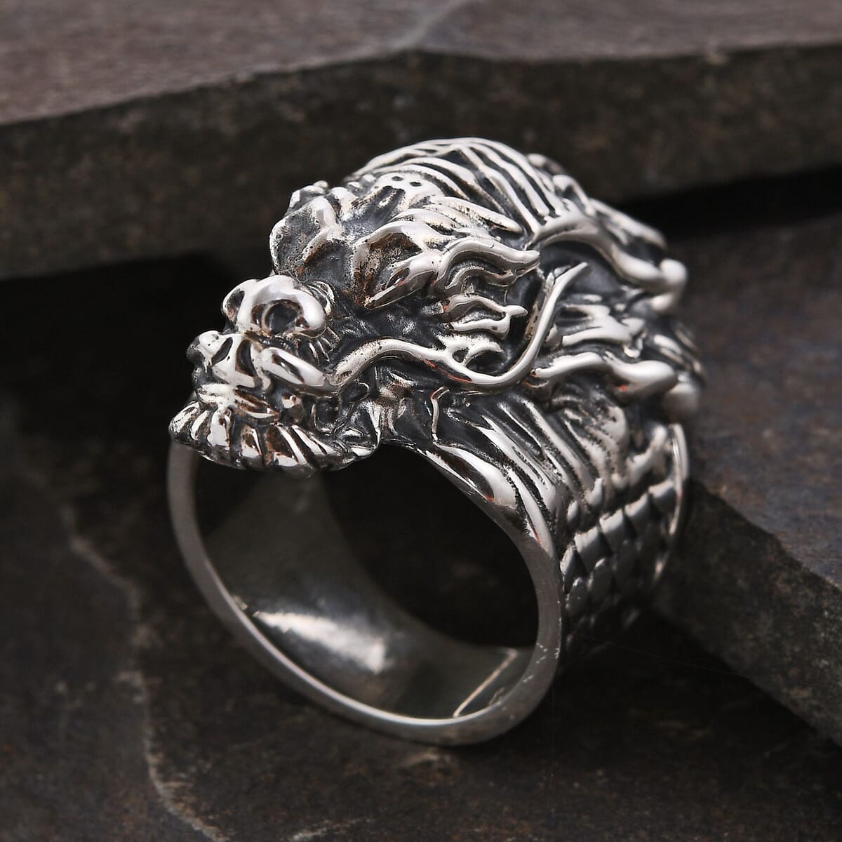 Bali Legacy Sterling Silver Dragon Men's Ring (Size 9.0) 25.50 Grams image number 1