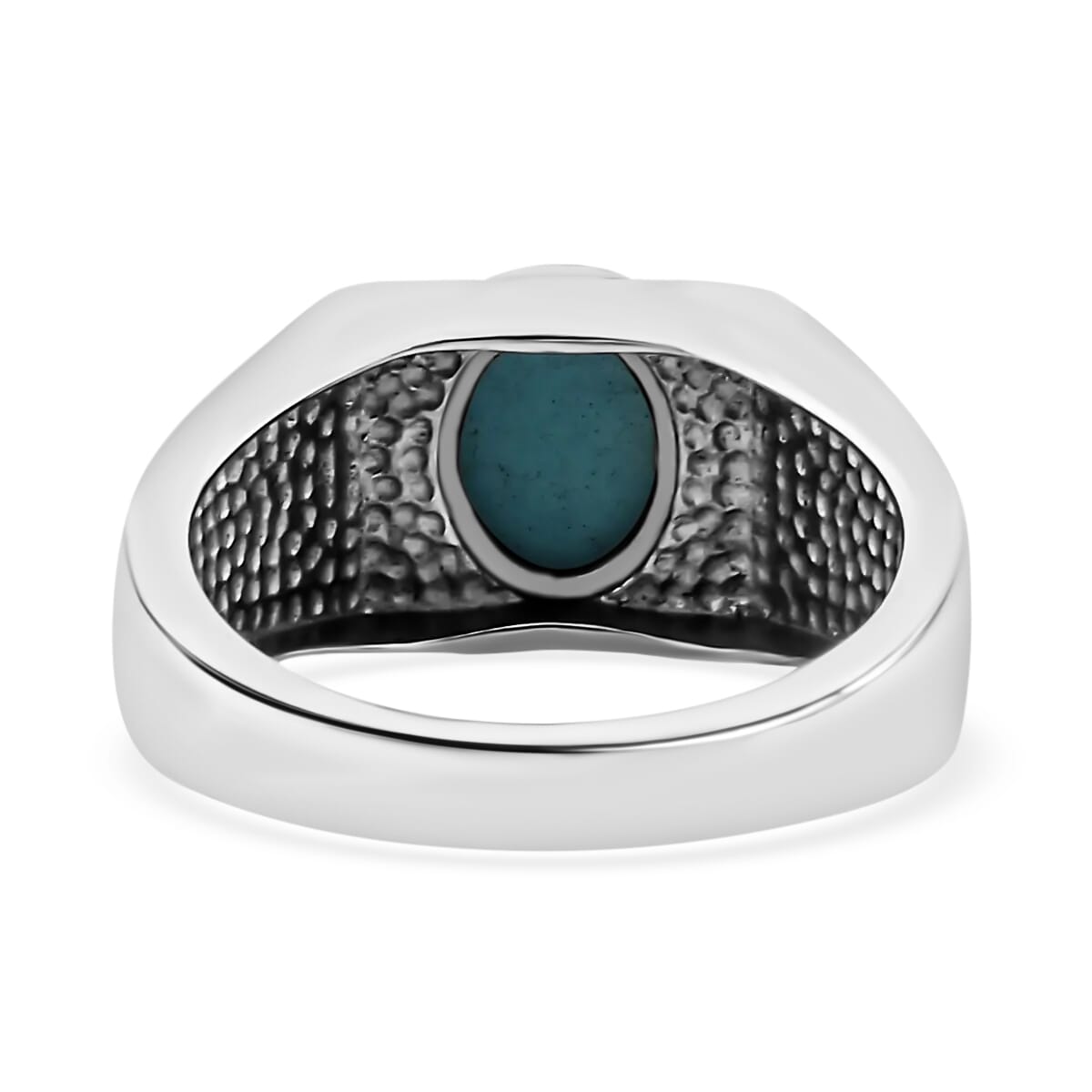 Sleeping Beauty Turquoise Men's Ring in Stainless Steel 1.40 ctw image number 4