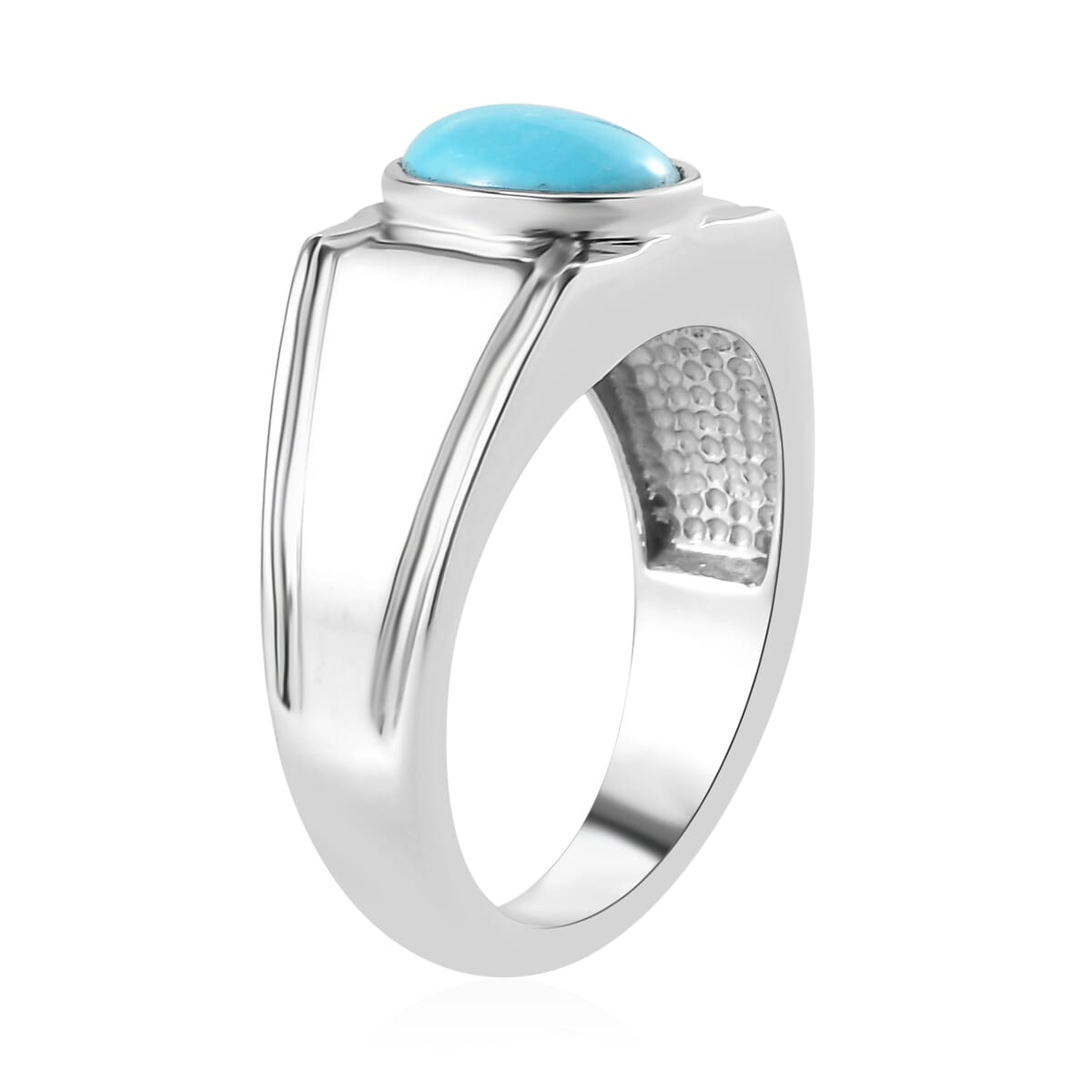 Sleeping Beauty Turquoise Men's Ring in Stainless Steel (Size 11.0) 1.40 ctw image number 3