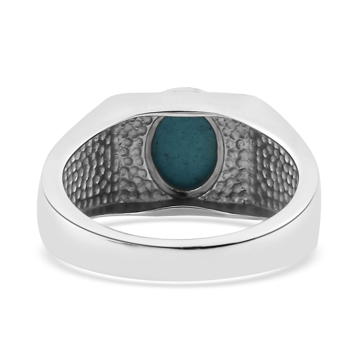 Sleeping Beauty Turquoise Men's Ring in Stainless Steel (Size 11.0) 1.40 ctw image number 4
