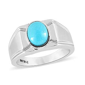 Sleeping Beauty Turquoise 1.40 ctw Men's Ring in Stainless Steel (Size 12.0)