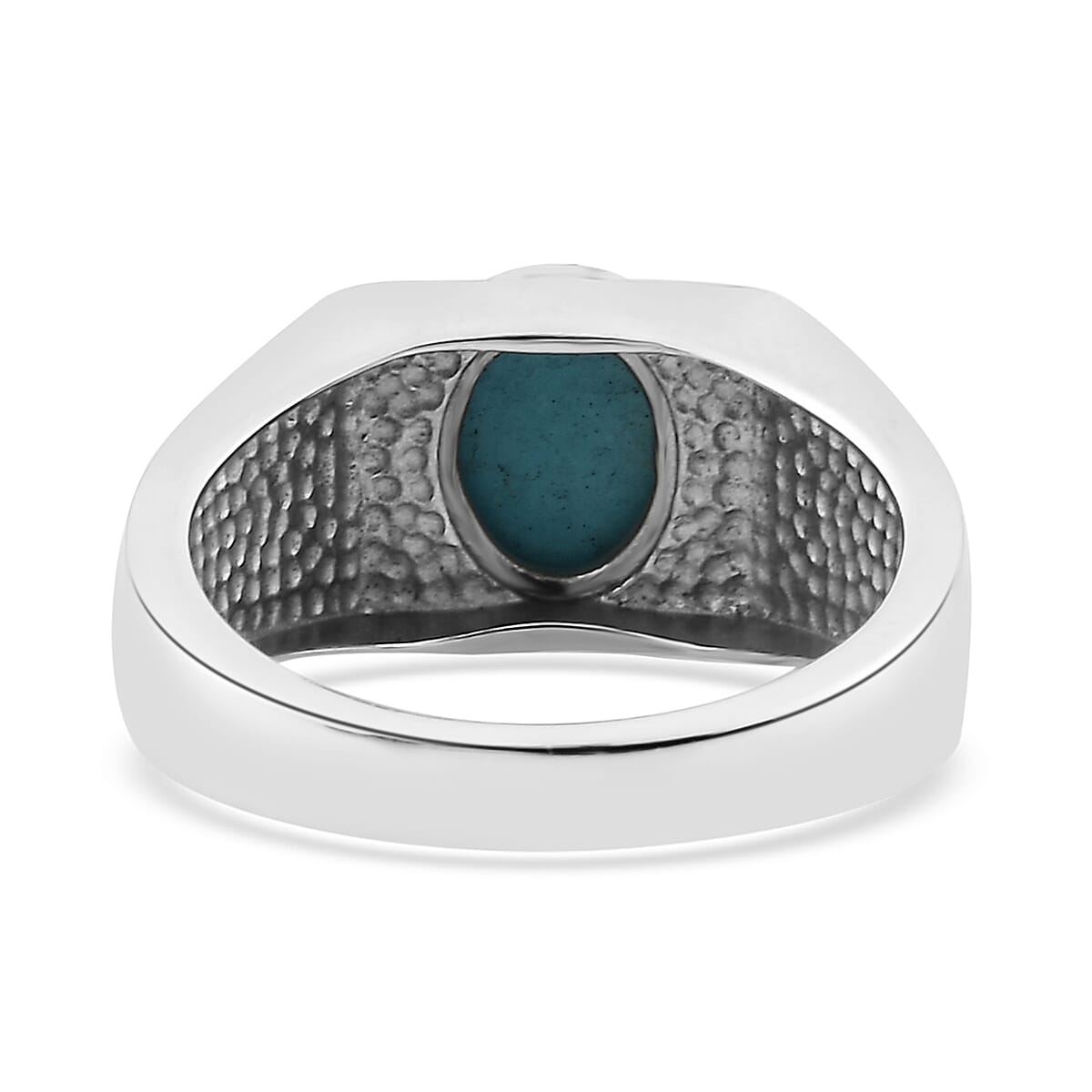 Sleeping Beauty Turquoise 1.40 ctw Men's Ring in Stainless Steel (Size 12.0) image number 4