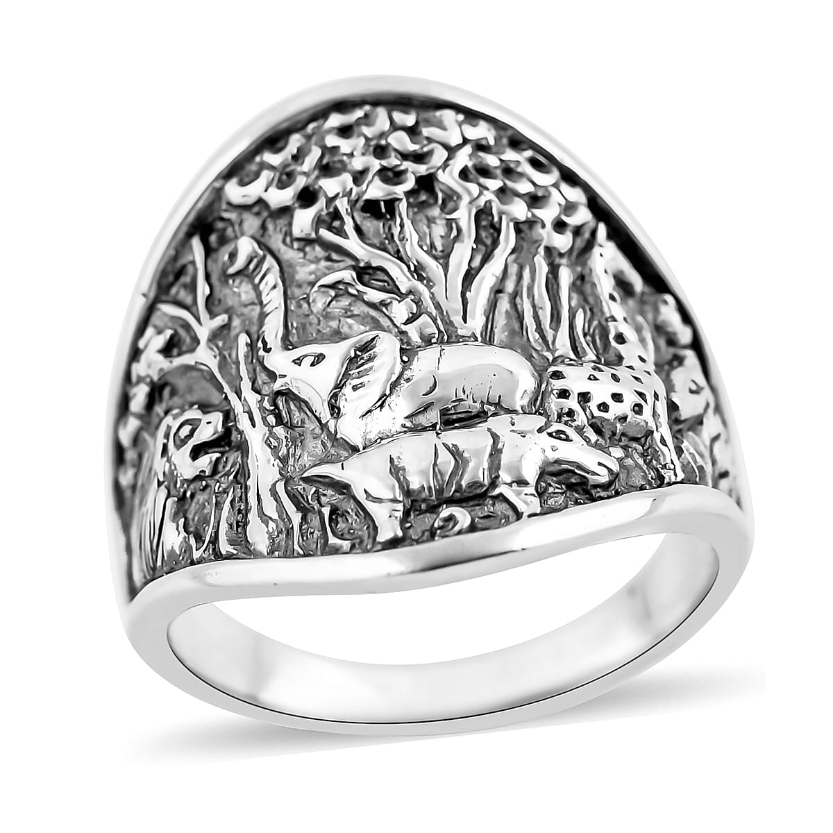 Bali Legacy Sterling Silver Elephant and Tree Ring (Size 7.0) 7.50 Grams image number 0