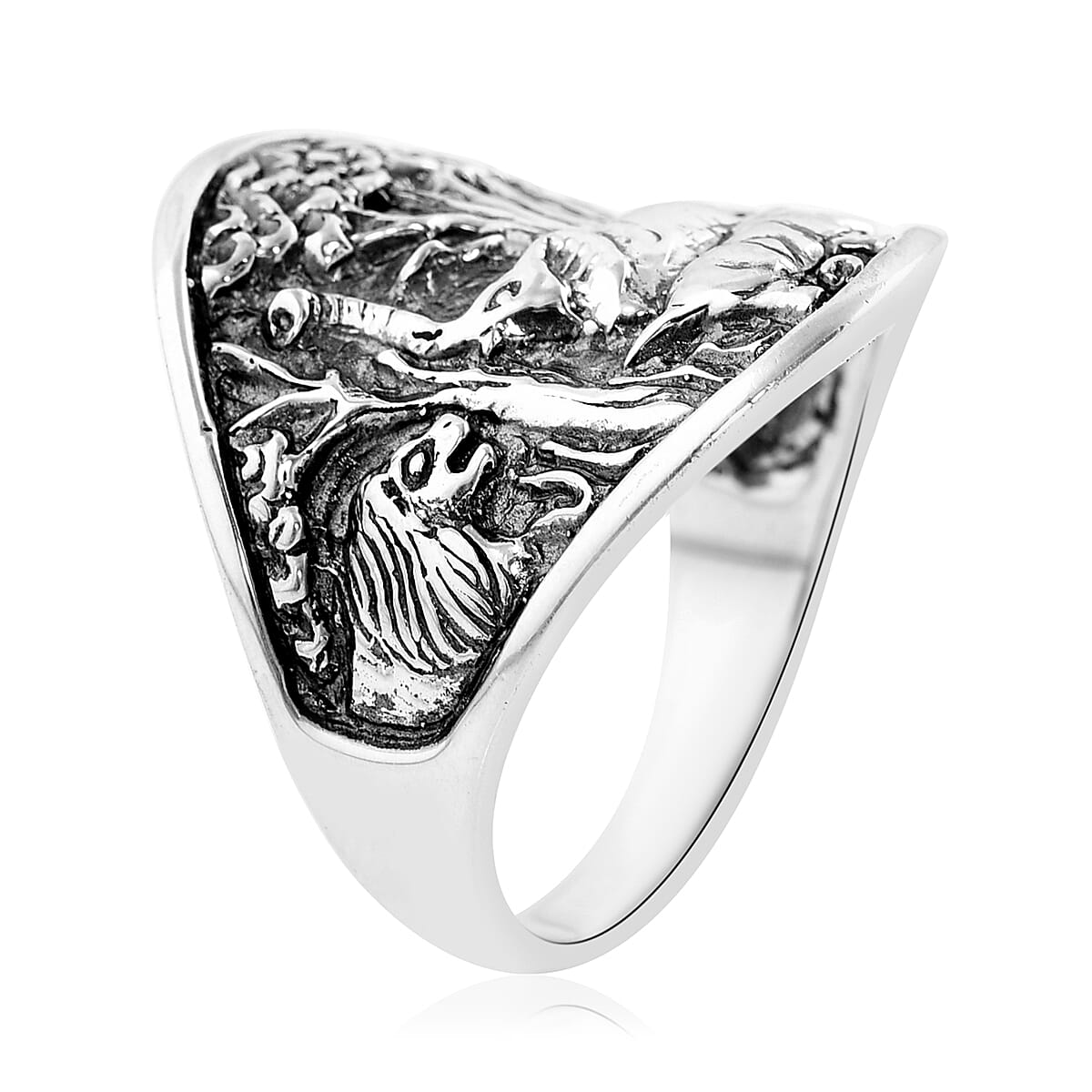 Bali Legacy Sterling Silver Elephant and Tree Ring (Size 7.0) 7.50 Grams image number 3
