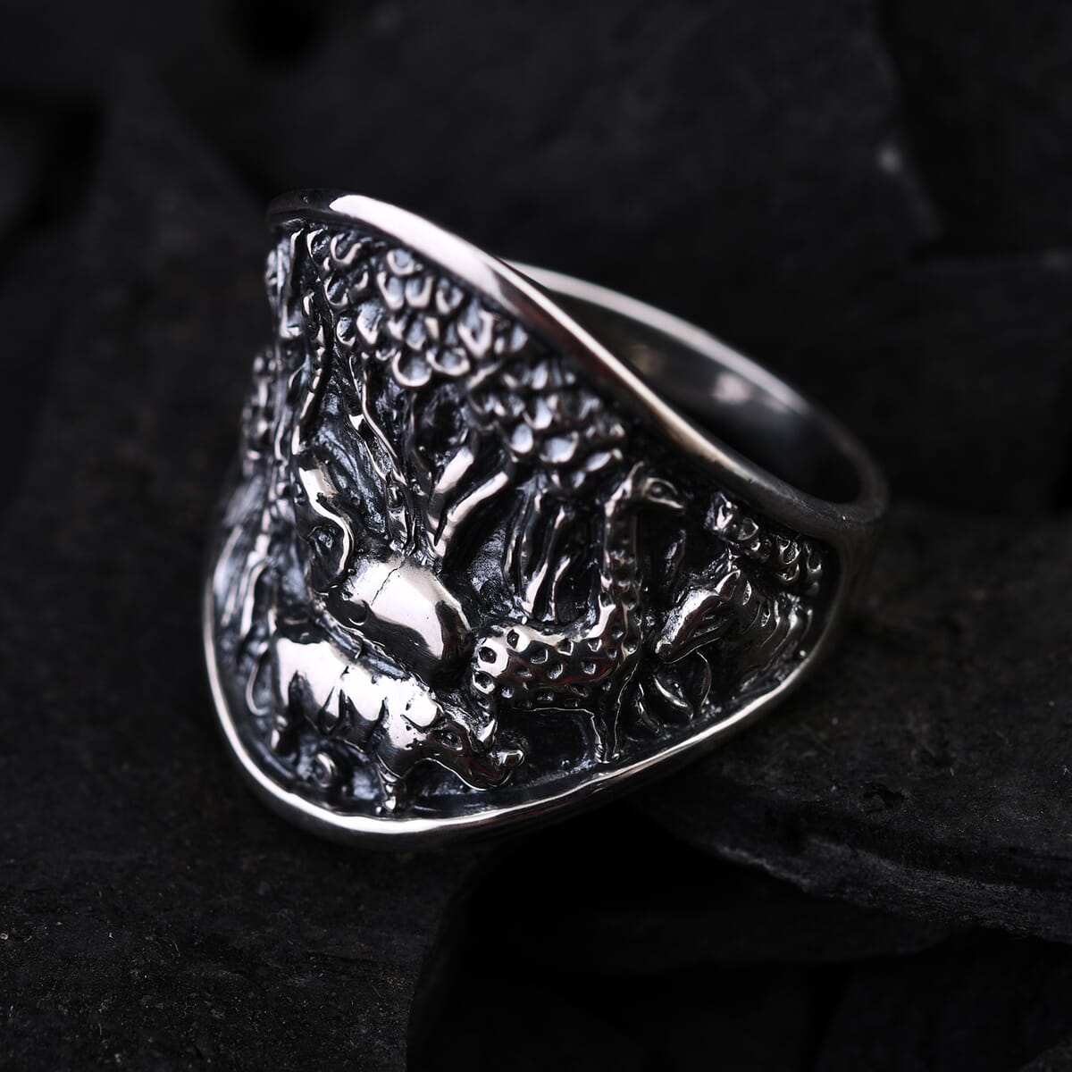 Bali Legacy Elephant and Tree Ring in Sterling Silver (Size 8.0) 7.30 Grams image number 1