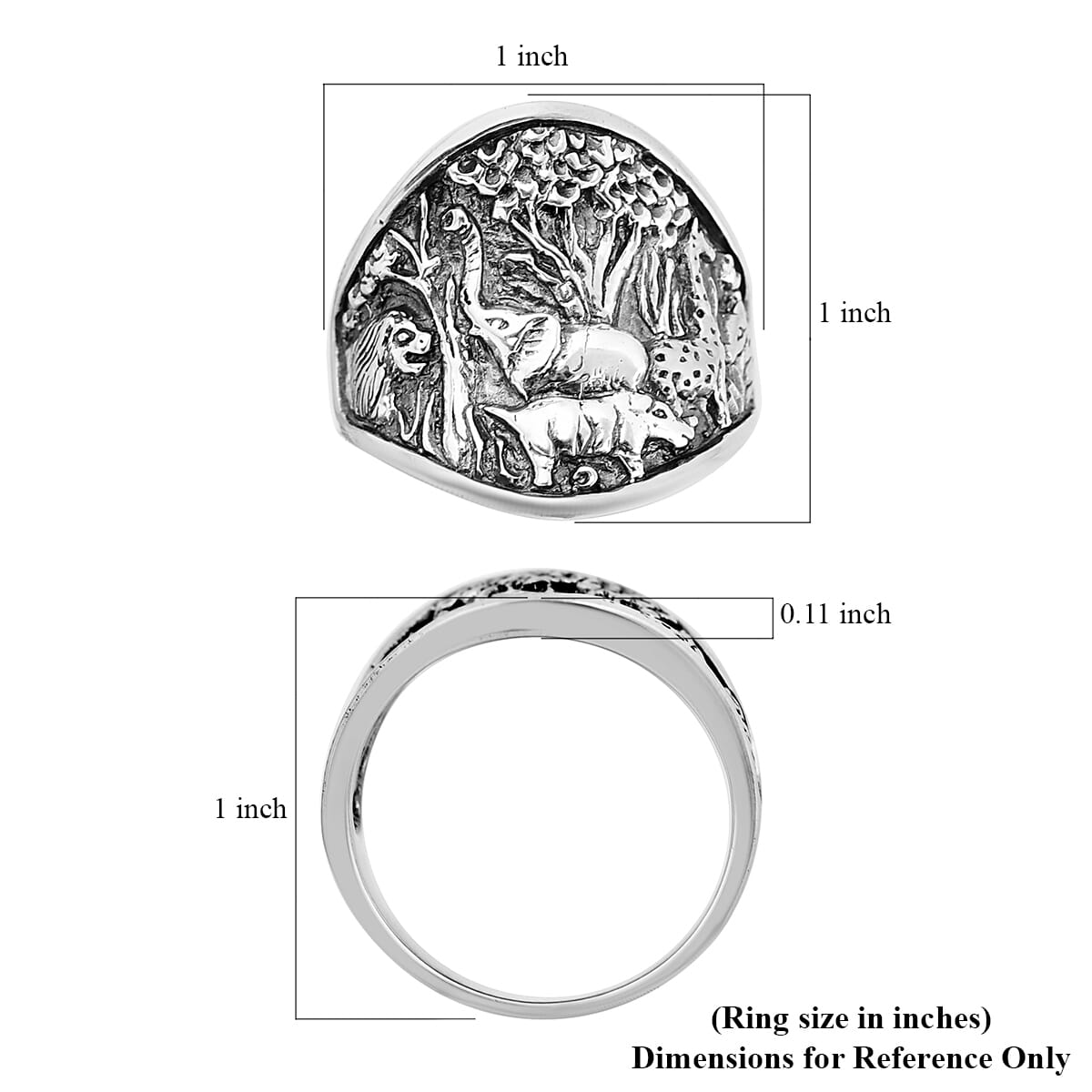 Bali Legacy Elephant and Tree Ring in Sterling Silver (Size 8.0) 7.30 Grams image number 5