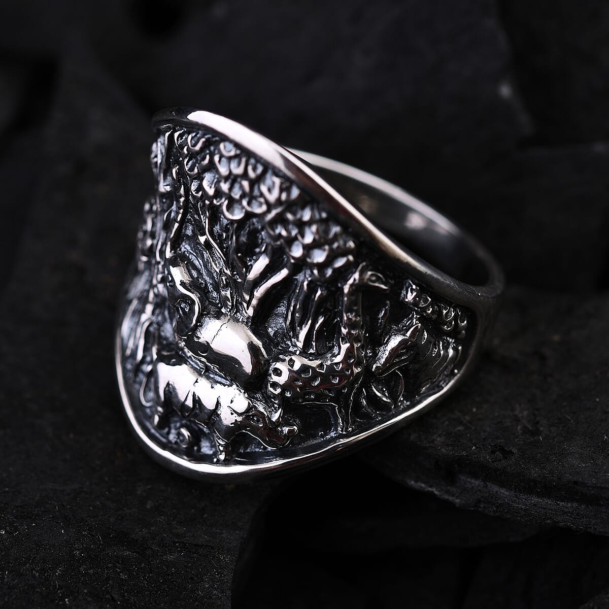 Bali Legacy Elephant and Tree Ring in Sterling Silver (Size 9.0) 7.30 Grams image number 1