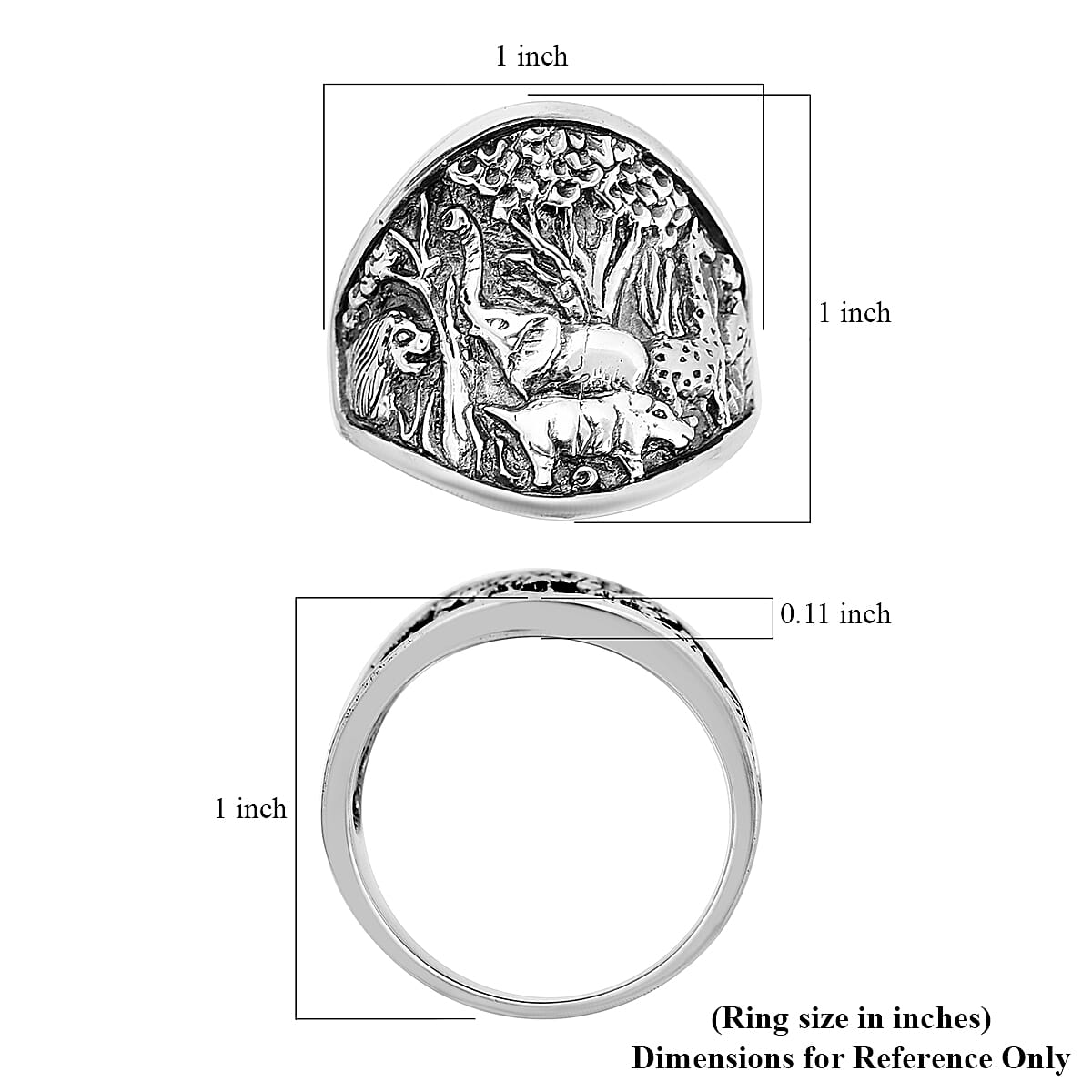 Bali Legacy Elephant and Tree Ring in Sterling Silver (Size 9.0) 7.30 Grams image number 5