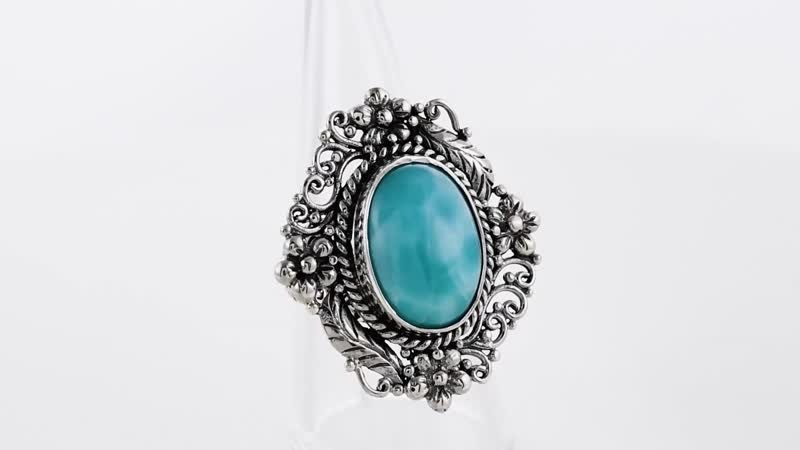 Doorbuster Bali Legacy Larimar Ring in Sterling Silver (Size 10.0) 12.30 ctw