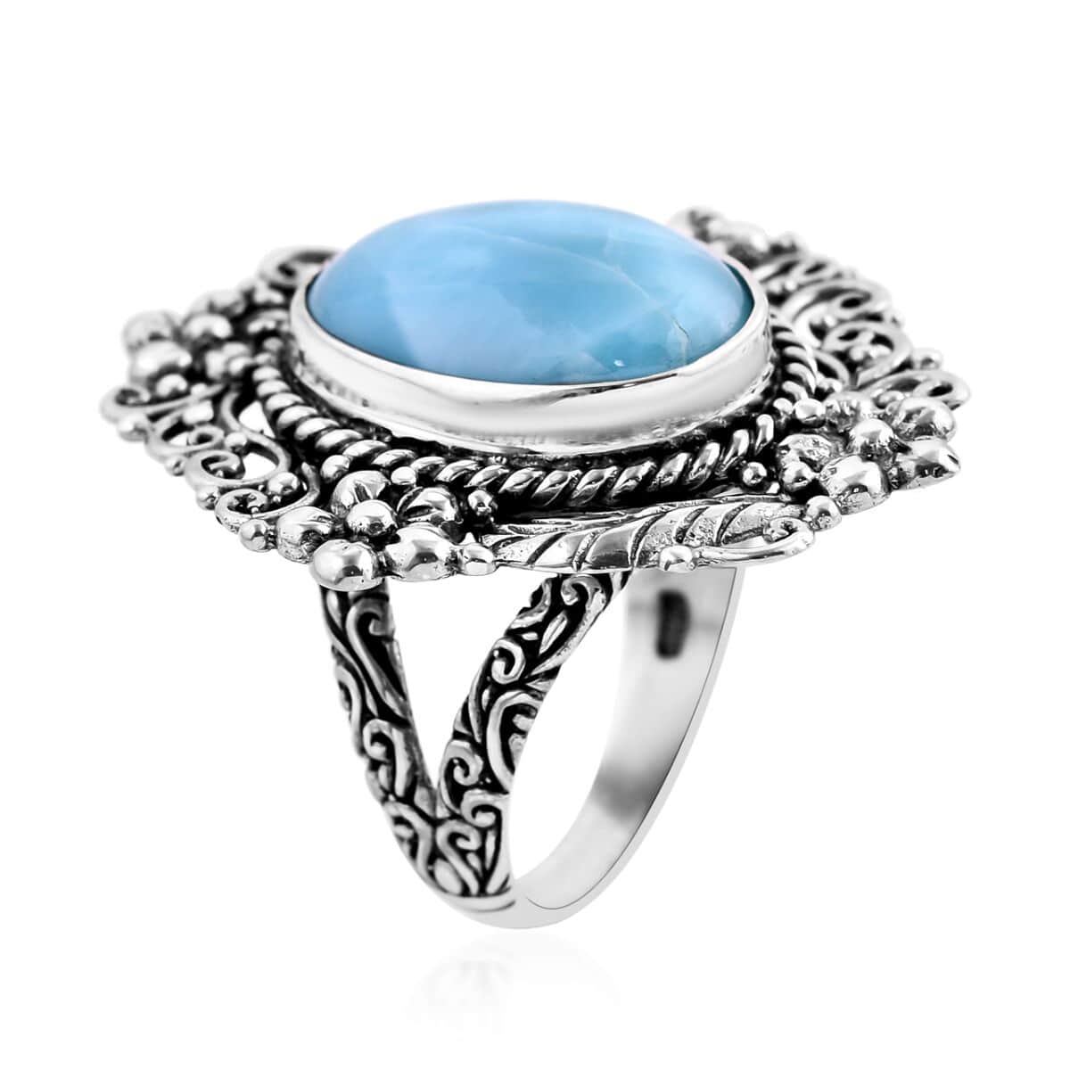Bali Legacy Larimar Ring in Sterling Silver (Size 10.0) 13.15 ctw image number 3